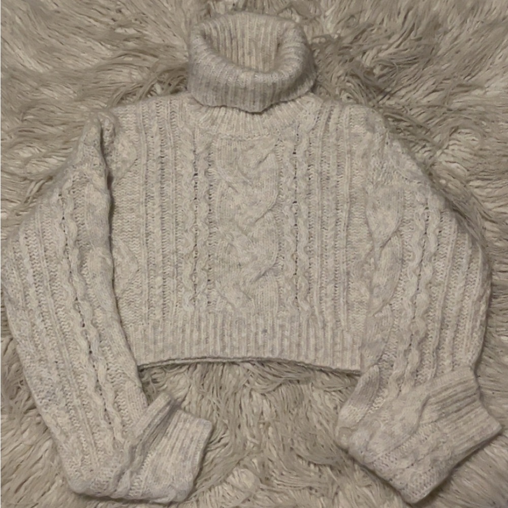 Sincerely Jules Cream Cable Knit Turtleneck Sweater